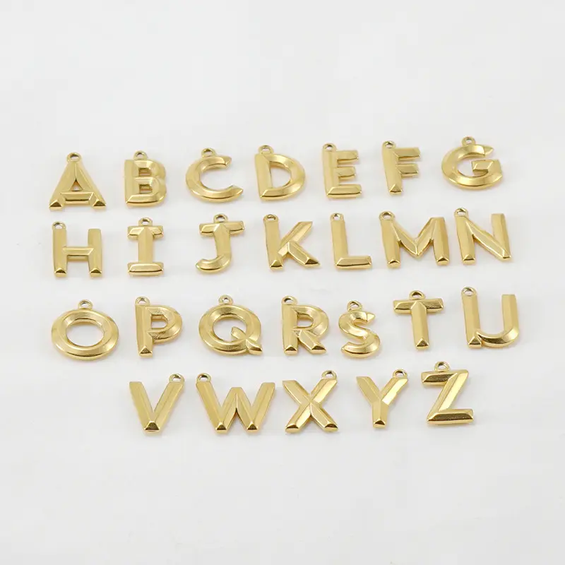 ステンレス鋼ゴールドプレート26アルファベット古い英語の頭文字チャームペンダントネックレス女性の女の子のための