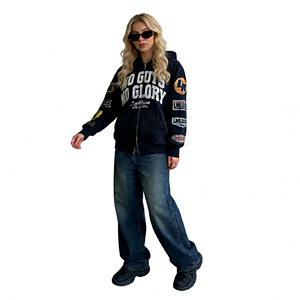 Nuova Felpa con Cappuccio Y2K da <span class=keywords><strong>Donna</strong></span> 2026, Stile Harajuku, Hip Hop <span class=keywords><strong>Vintage</strong></span>, Stampa Termica, Nera, con Zip Intera e Maniche Lunghe - Product Image 6