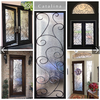Insert en verre noir creux moderne et durable avec design décoratif pour les portes d'entrée de villas et d'hôtels