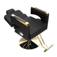 Le fauteuil de mobilier de salon de coiffure haut de gamme peut pivoter et soulever un fauteuil de barbier en métal noir en acier inoxydable