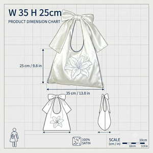 Borsa di Lusso in Raso di Seta con Fiocco, Personalizzabile con Ricamo di Perle e Fiori, Grande Capacità, Elegante Borsa <span class=keywords><strong>a</strong></span> Spalla da Donna 35*25cm - Product Image 6