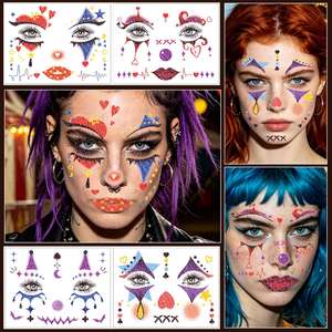 Wholesale Latest Hot Selling 3D Halloween Masquerade Facemask Sexy Horror Water Transfer Gold Tattoo <b>Stickers</b> - Product Image 2