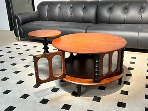 Midcentury Modern Wood Coffee <b>Table</b> with <b>Storage</b> Oval Design Living Room Furniture - Product Image 6