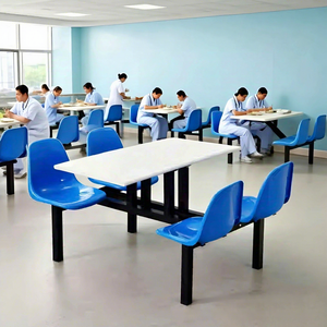 Conjunto de Mesa y Sillas Minimalistas Modernas de Acero Inoxidable para 468 Personas, para Comedor de Fábrica, Escuela o Cantina - Product Image 4