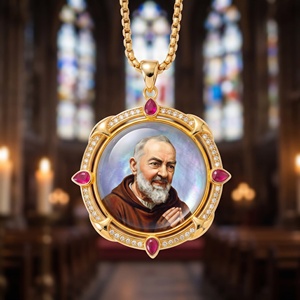 Ciondolo in Madreperla <span class=keywords><strong>di</strong></span> San Padre Pio, Forza Spirituale, Preghiera Curativa Cattolica, Collana Religiosa, Souvenir Religioso, Vendita all'Ingrosso - Product Image 1