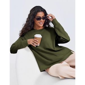 Sudadera Suave de Cuello Redondo para Mujer, Manga Larga, Ligera, Informal, Transpirable, para Yoga, Tejido de Punto, 280 g/m² - Product Image 5
