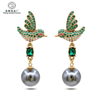 Boucles d'oreilles pendantes en perles avec pendentif pigeon pour femme, accessoires étanches tendance, bijoux féminins à la mode, cadeau