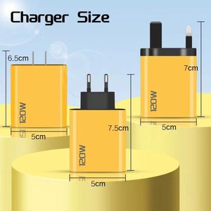 อะแดปเตอร์ชาร์จไฟแบบขายส่ง 120W EU US ช่องเสียบ USB+2 Type C สำหรับโทรศัพท์มือถือ  อะแดปเตอร์ชาร์จไฟแบบติดผนังสำหรับเดินทาง - Product Image 5