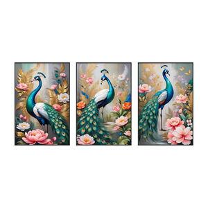 Arte stampata digitale ad alta definizione della tela per la decorazione della parete domestica, arte animale del <span class=keywords><strong>pavone</strong></span> e murale di arte della parete del salone - Product Image 5