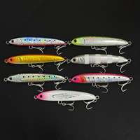 Leurre de pêche coulant type crayon 105 mm 38 g, longue portée, pour eau salée, appât dur avec feuille holographique pour bar, bleu-mer, snapper