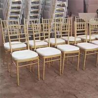 Chaises Chiavari en résine PP dorée et acier doré, durables, pour salle à manger, hôtel, banquet, jardin, location, mariage