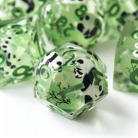 Ensemble de dés en résine liquide LuxeRoll Panda, 7 pièces, bords tranchants, dés DND pour jeux de rôle sur table, dés de jeu Dungeons&Dragons, boîtes de dés