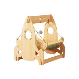 Wooden Hanging Cat Hammock Rocket Shape Interactive Pet <b>Bed</b> For Cats Cartoon Style Recliner Cat <b>House</b> - Product Image 1
