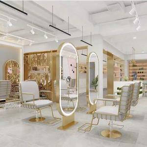Nuevo Modelo 2025: Estación de Estilismo Dorada con Espejo LED, Silla de Estilismo para Salón, Silla de Barbería, Muebles Modernos para Salón en Venta MK - Product Image 5