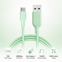 Cable USB Tipo C de Carga Rápida de 60W de Fábrica OEM, USB-A a USB-C, Trenzado con Cubierta de Nailon 3A para Teléfonos Móviles