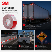 Ruban réfléchissant 3M 983D pour camion/ruban réfléchissant 3M pour voiture, rouge et blanc, 50 mm x 45,72 m