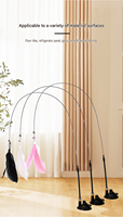 Novayapetix Baguette à plumes pour chat à ventouse puissante, écologique, pour jeu autonome mains libres, jouet interactif détachable pour chaton