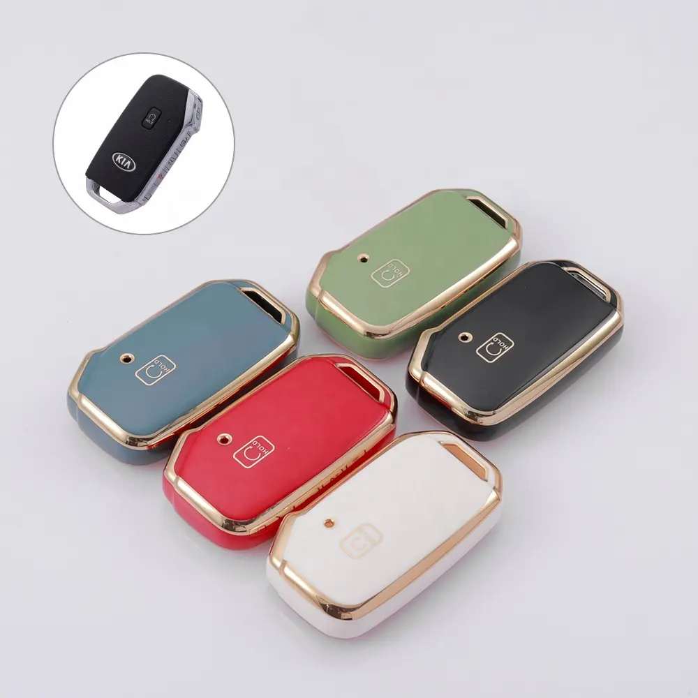 5 Button TPU Car Key Cover Case Fob For 19 20 21 Kia Forte Gold Edge Car Key Holder