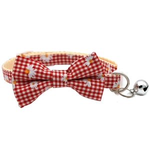 Collar de nailon con campana para gatos, collar colorido barato para mascotas, collar separable para perros pequeños, gatos, margaritas, lazo de mariposa Floral a cuadros - Product Image 6