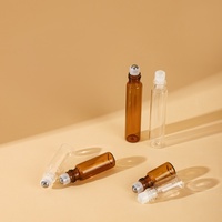 Hot Sale 1ml 2ml 3ml Luxus transparente Bernstein glas rolle auf Flaschen mit schwarzer Silber gold kappe