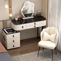 Petit bureau de maquillage avec miroir, ensemble de coiffeuse blanc rose gris avec tiroir de rangement pour chambre à coucher