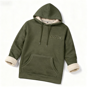 Sherpa inverno felpa 100% cotone Logo personalizzato di alta qualità prezzo ragionevole stampa digitale disegno solido foderato con cappuccio - Product Image 2