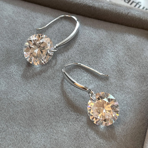 925 Sterling <b>Silver</b> Rhodium Plated Round Cut Zircon <b>Stud</b> <b>Earrings</b> Dainty Trendy GDTC Certified Gift for Women - Product Image 5