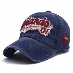 Vente en gros de chapeaux vintage 100% coton casquettes de baseball personnalisées usées chapeaux déchirés pour hommes - Product Image 3