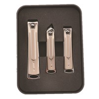 Nouvel ensemble de coupe-ongles en alliage de zinc, 3 pièces, tranchant, à économie d'effort, moulé sous pression, boîte de rangement métallique portable, kit d'outils de manucure pour usage domestique