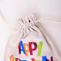 Sac cadeau en toile personnalisé avec logo Joyeux Anniversaire, sac à friandises et collations, pochette à surprises pour révélation du sexe, fête d'anniversaire, cadeau invité