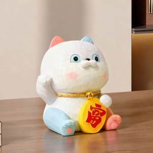 Lucky Cat Resin Figurine Animal Shape Home Decoration Artistic Craft for Living Room Entryway Decor - Product Image 4