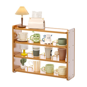 Cup Storage Rack 4 Layers Wooden Desktop Organizer For Tea Coffee Mugs Display <b>Shelf</b> - Product Image 5