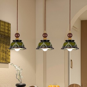 Luminaire suspendu de style vintage français E27 LED à tête unique ronde dorée pour hôtel, café, salon de thé - Product Image 3