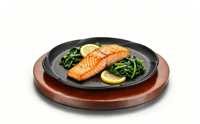 Plaque à steak en fonte, design rond fleur de prunier, avec base en bois, pour restaurant, teppanyaki, barbecue, ustensiles de cuisson