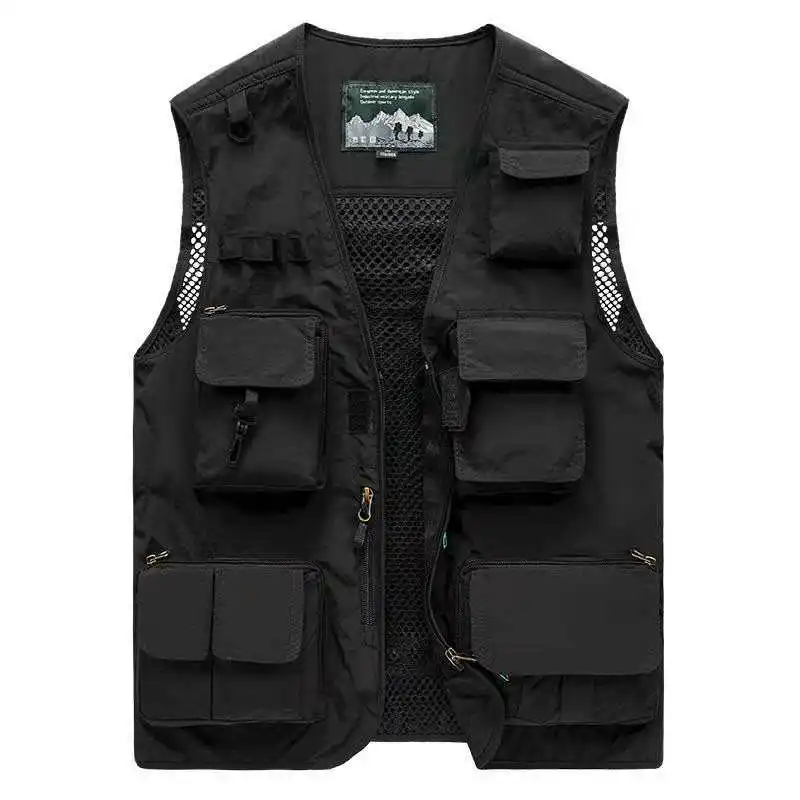 Photography vest work clothes made of logo multi-bag function tactical studio director reporter media wear back
