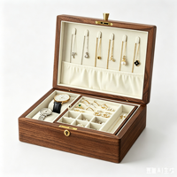 Boîtes de rangement pour bijoux en bois simples, personnalisables, avec fermeture magnétique et fermoir à pompon, version large rectangulaire, fabriquées en Chine