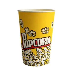 Scatola di popcorn a buon mercato all'ingrosso con logo personalizzato stampato con coperchio di carta