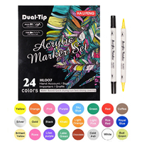 12/24/36/48/60 couleurs stylo de peinture acrylique marqueur à double pointe avec pointe fine et pointe de pinceau pour bois de roche tissu peinture art fournisseur
