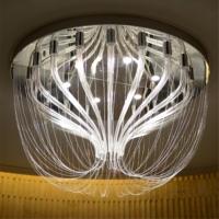 Lámpara de Techo LED de Fibra de Vidrio de Arte Moderno Personalizada, Pantalla de Acero Inoxidable, Garantía de 2 Años, CRI 80, 50000 Horas de Iluminación