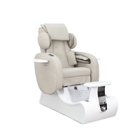 Fauteuil de pédicure de luxe avec massage par airbag, bulles, thérapie lumineuse LED 7 couleurs, massage pétrissant entièrement automatique, en cuir PU pour salon de manucure