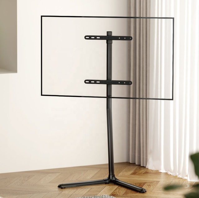 LUMI 2024 Modern Modernist Linear Swivel Display Height Adjustable Studio TV Floor Stand With V-Base for 32 to 70 Inch LED LCD