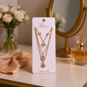 Ensemble de bijoux L'Fashion, boucles d'oreilles et collier plaqués or, imitation perle et zircon, cadeau de mode pour femmes - Product Image 2