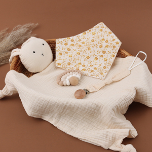 Ensemble d'accessoires cadeaux bavoirs pour bébé/pinces à sucette/anneau de dentition en silicone, mousseline de coton, couverture de sécurité pour bébé lapin - Product Image 5