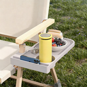 Camping Chair Universal Tray Shelf With Cup Holder Khaki Black PP Material Minimalist Design Outdoor Folding Chair Accessory - Product Image 2