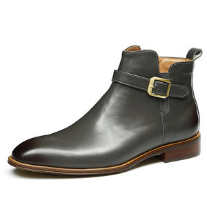 Botas de Tobillo para Hombre, Primavera-Otoño, Parte Superior de Cuero Genuino con Estampado de Leopardo, Suela de Goma, Impermeables, para Trabajo - Product Image 1