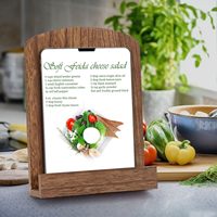 Support de livre de recettes en bois rustique pour comptoir de cuisine, support de livre de recettes en bois massif, angle réglable, pratique pour la cuisine