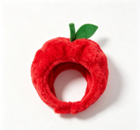 Chapeau en peluche douce pour animaux de compagnie en forme de pomme, coiffe élastique mignonne pour chat, accessoire amusant pour chaton pour les fêtes, le cosplay et la photographie