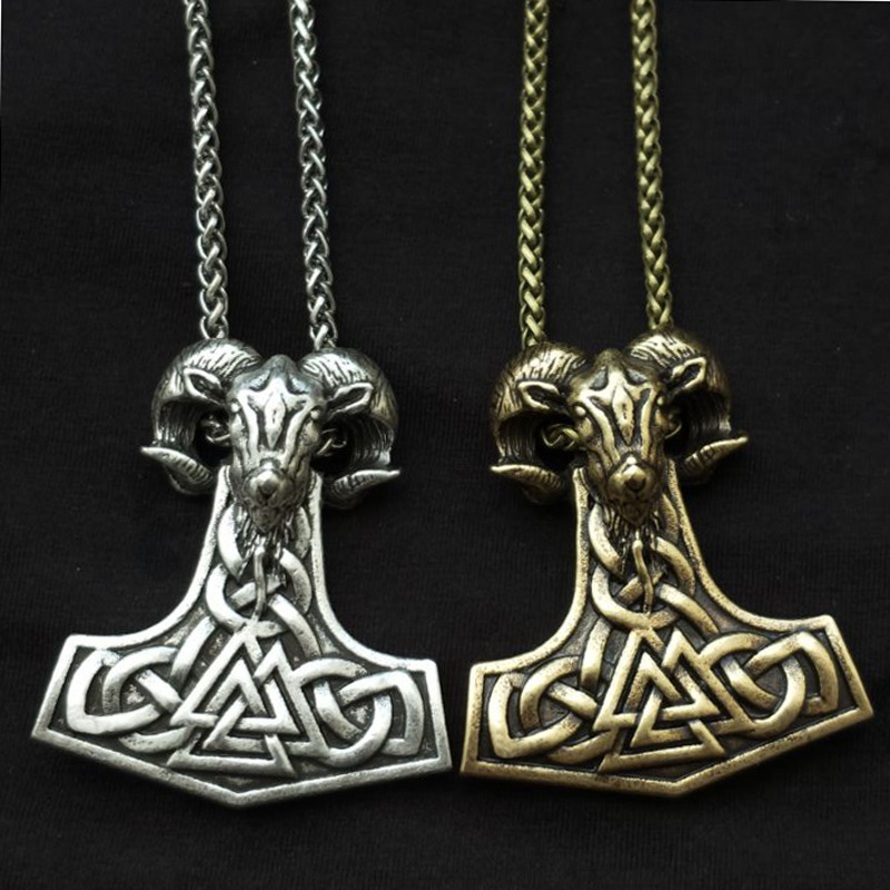 Explosive Norwegian Viking Goat Necklace mjolnir Pirate Amulet Sheep Head Pendant