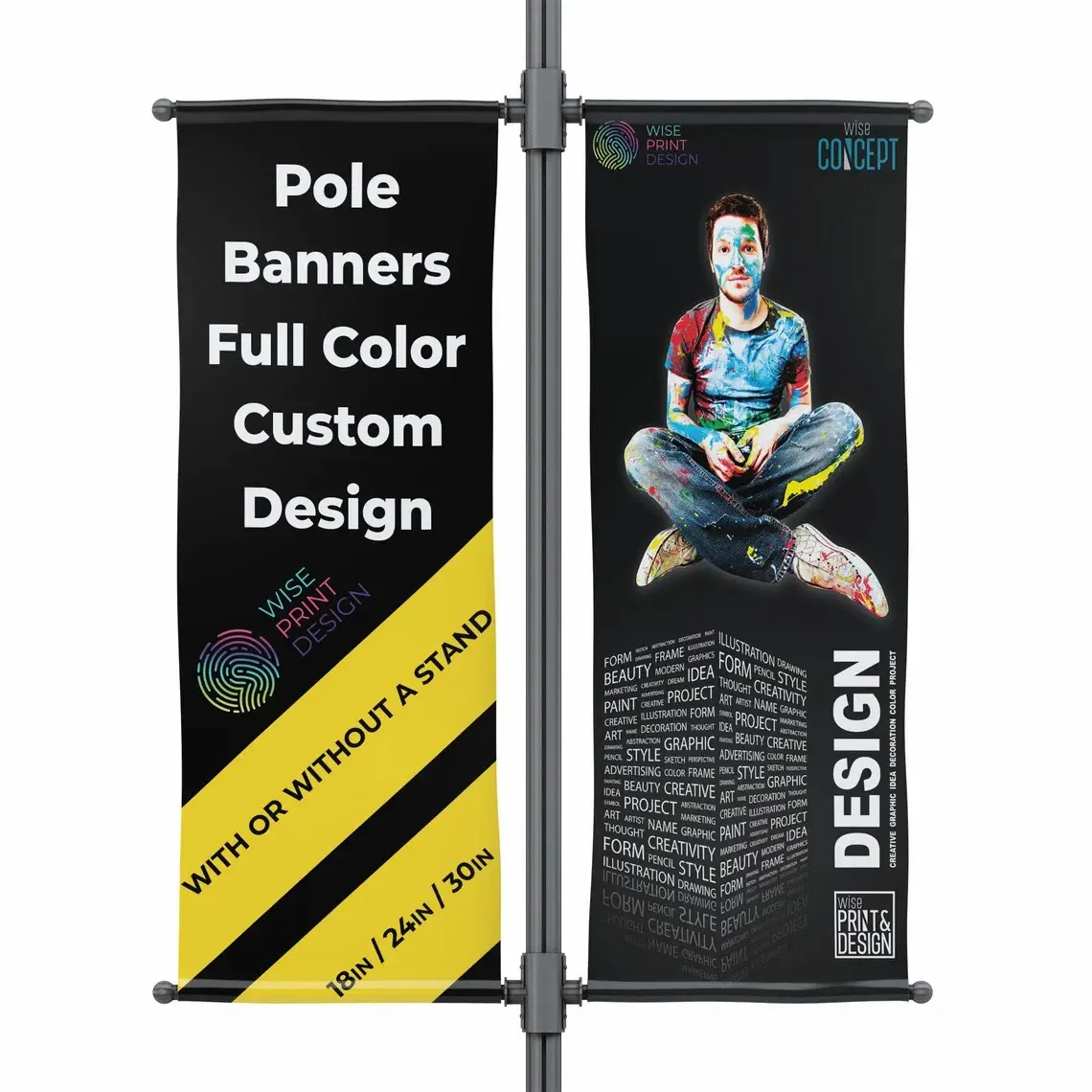 आउटडोर पोल बैनर कस्टम प्रिंटिंग डबल पक्षीय पोल बैनर फ्लैग प्रदर्शन स्ट्रीट पोल विज्ञापन