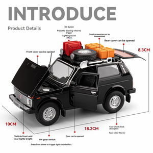 Modellino in Scala 1:24 LADA <span class=keywords><strong>Niva</strong></span> Fuoristrada con Suoni e Luci, Porte Apribili, Decorazione in Metallo, Modello SUV Giocattolo da Esposizione - Product Image 3